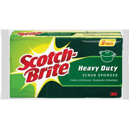 SCOTCH-BRITE Scrub Sponges, Hvy-Duty, 4-1/2"x2-3/4", YW/GN, PK 45 MMM4295CT